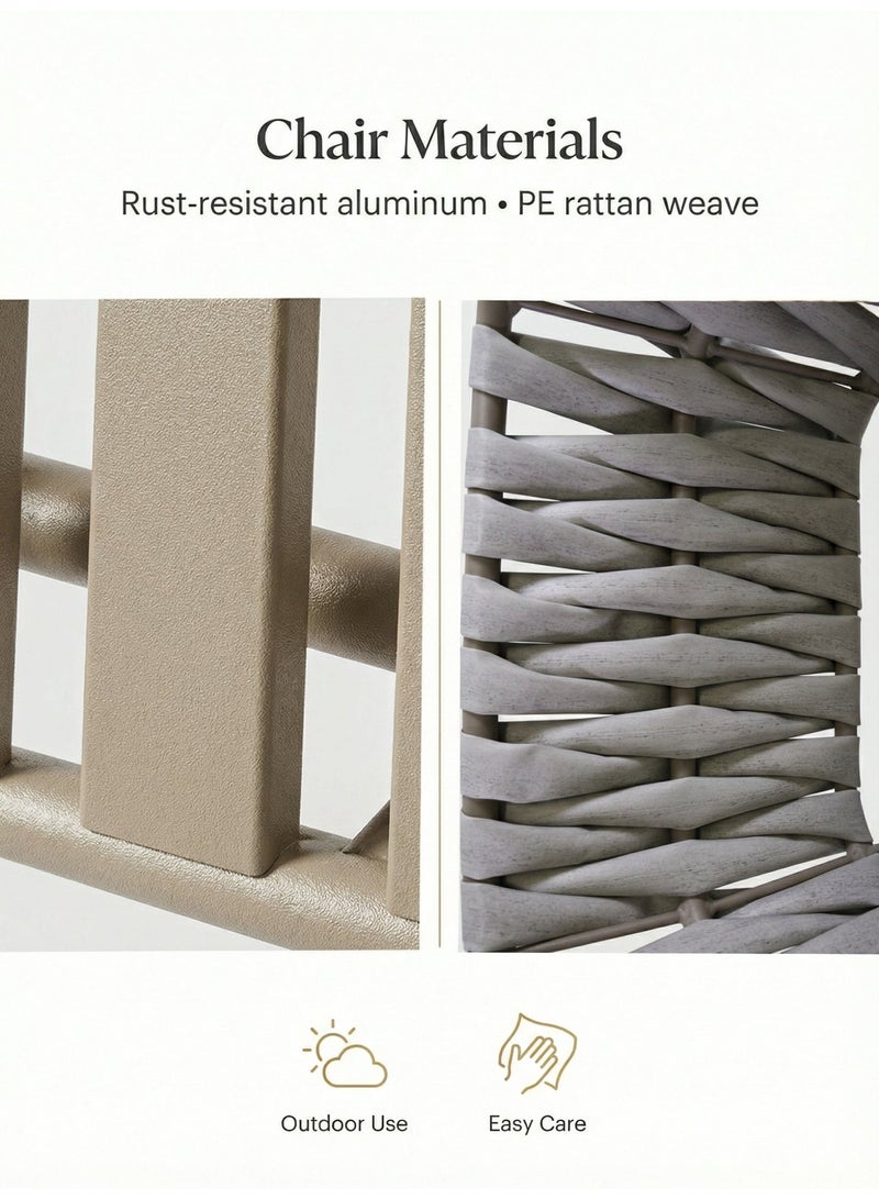 SUNRISE 3-Piece Outdoor Bistro Set Including 2 PE Rattan Chairs And Round Table Champagne - Image 3